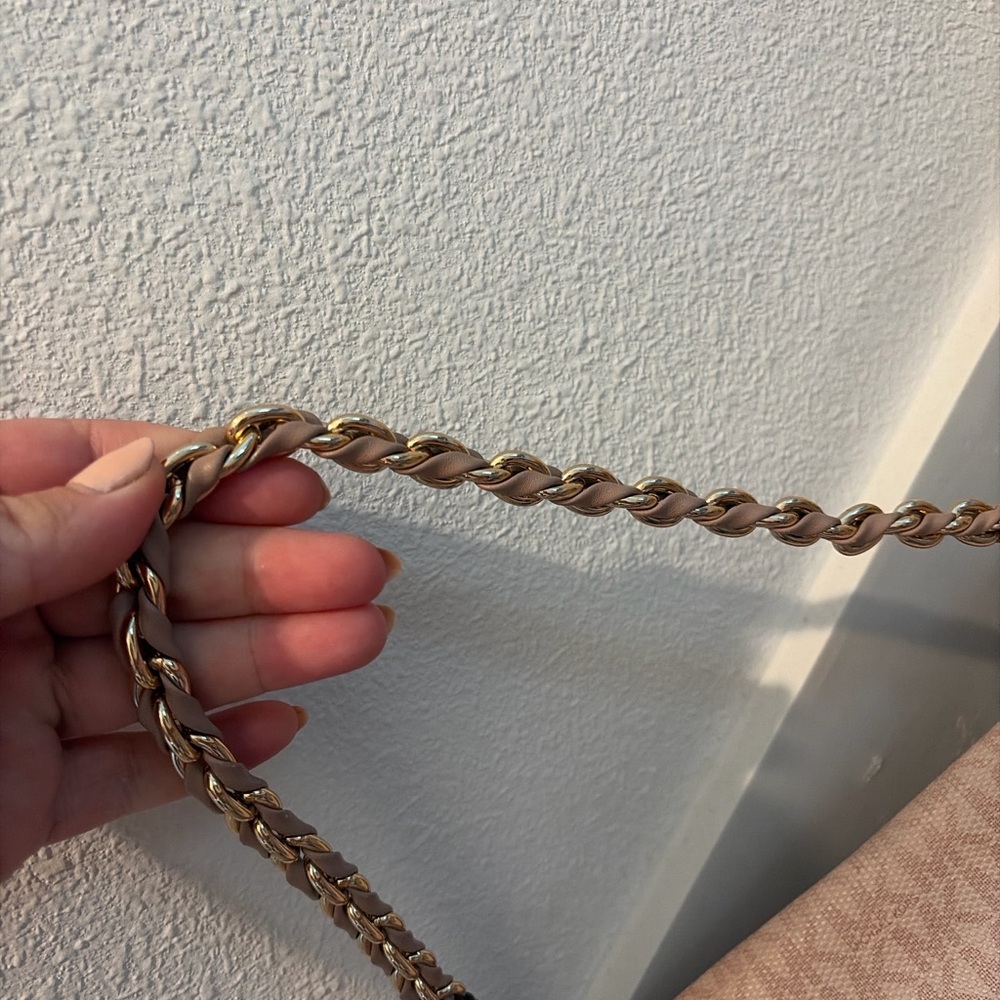 Michael Kors MK Monogram Blush Canvas Chain Flap Crossbody Bag - Picture 5 of 8